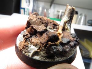 Extreme close up of a miniature base, taken with the Canon SX-50 HS.