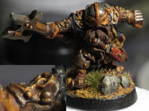 Dwarf warrior, 28mm. Shot taken with a SX-50 HS camera equipped with a Raynox DCR-250 macro lens.