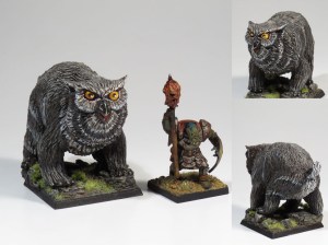 Gurk the Brave is training is pet owl-bear using a dwarf kebab as a treat :-)
